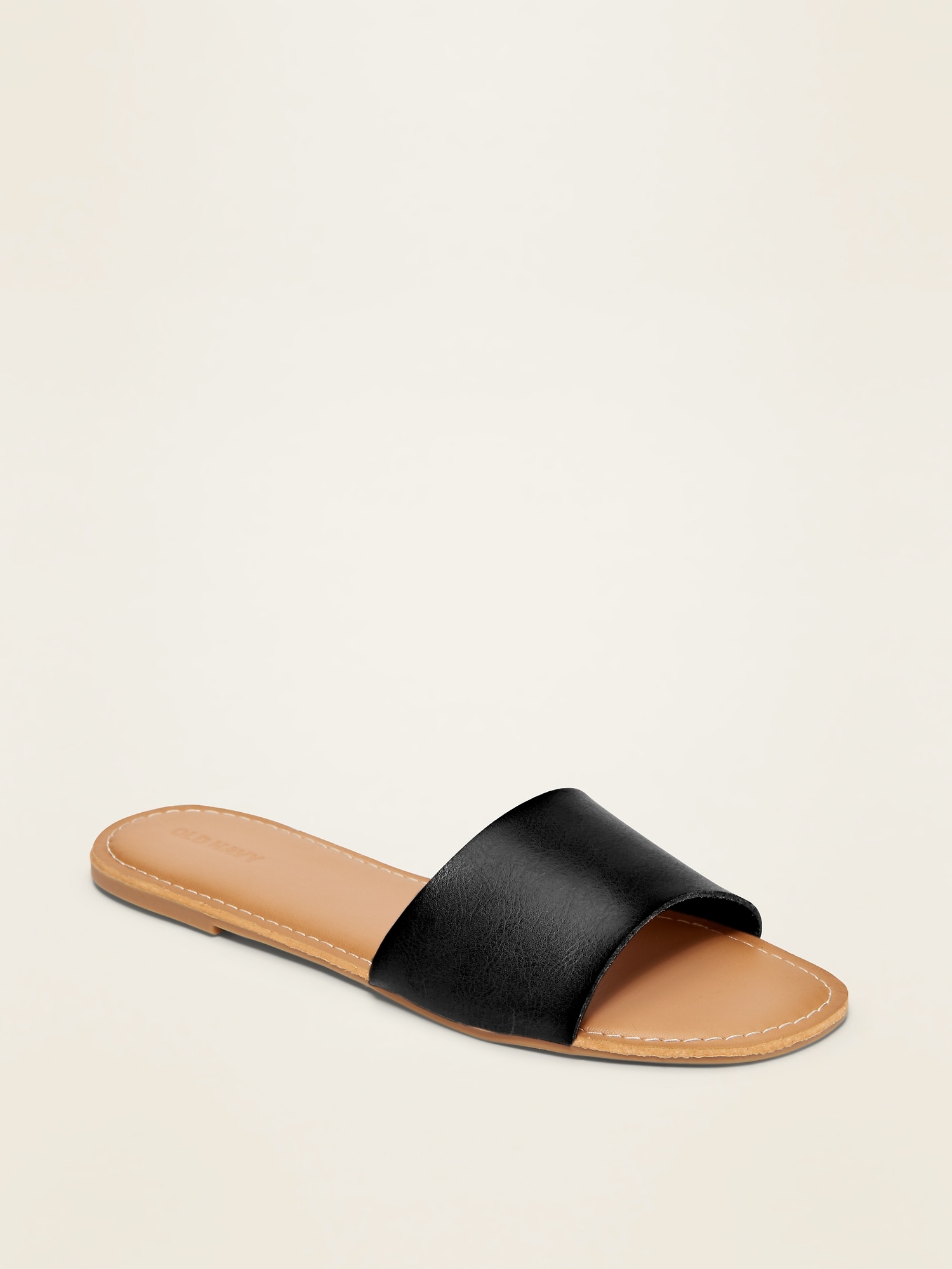 Faux-Leather Slide Sandals for Women 