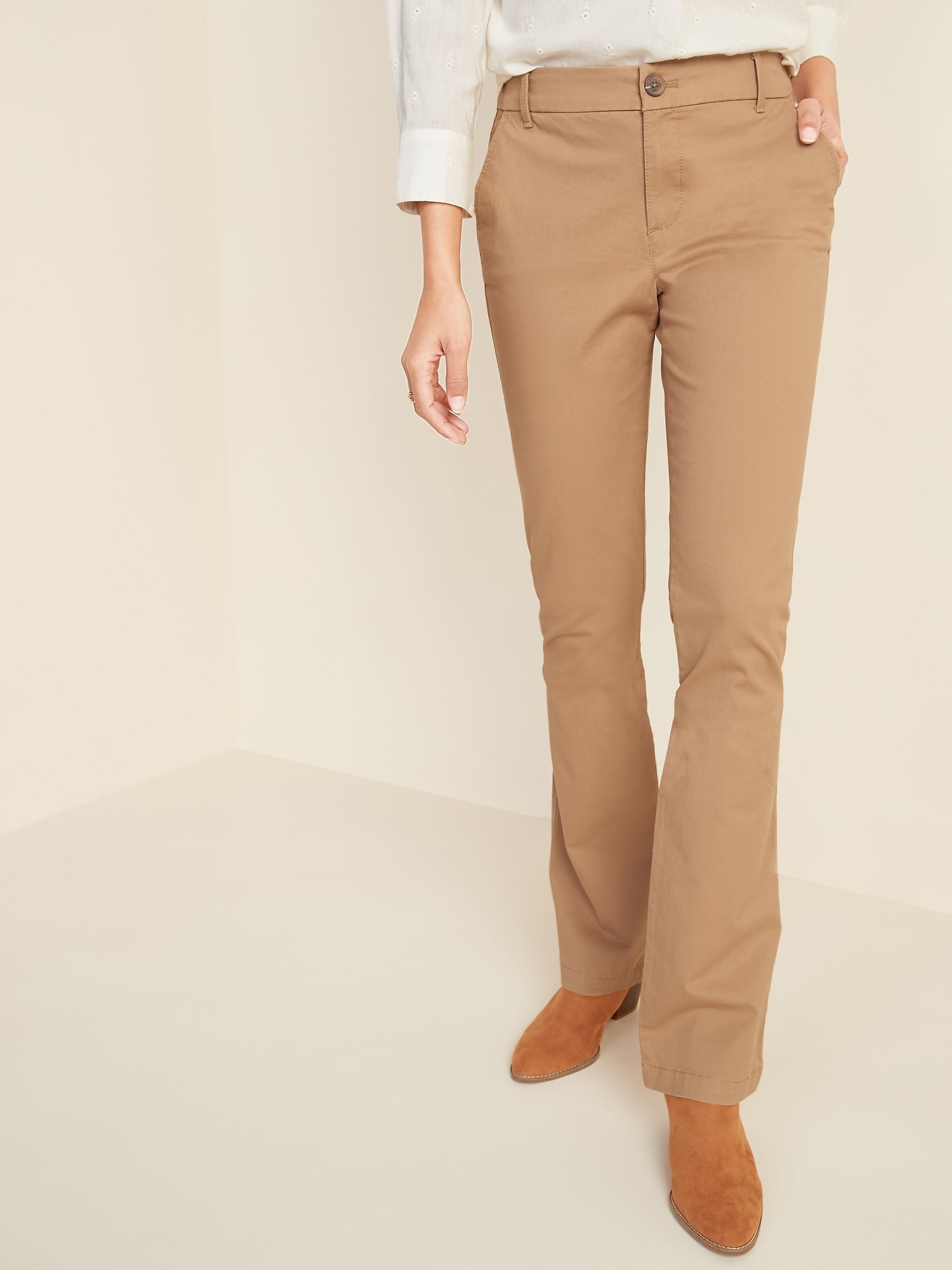 Mid-Rise Boot-Cut Khakis for Women 