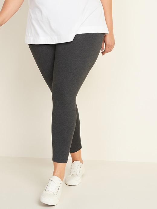 View large product image 1 of 1. High-Waisted Plus-Size Jersey Leggings