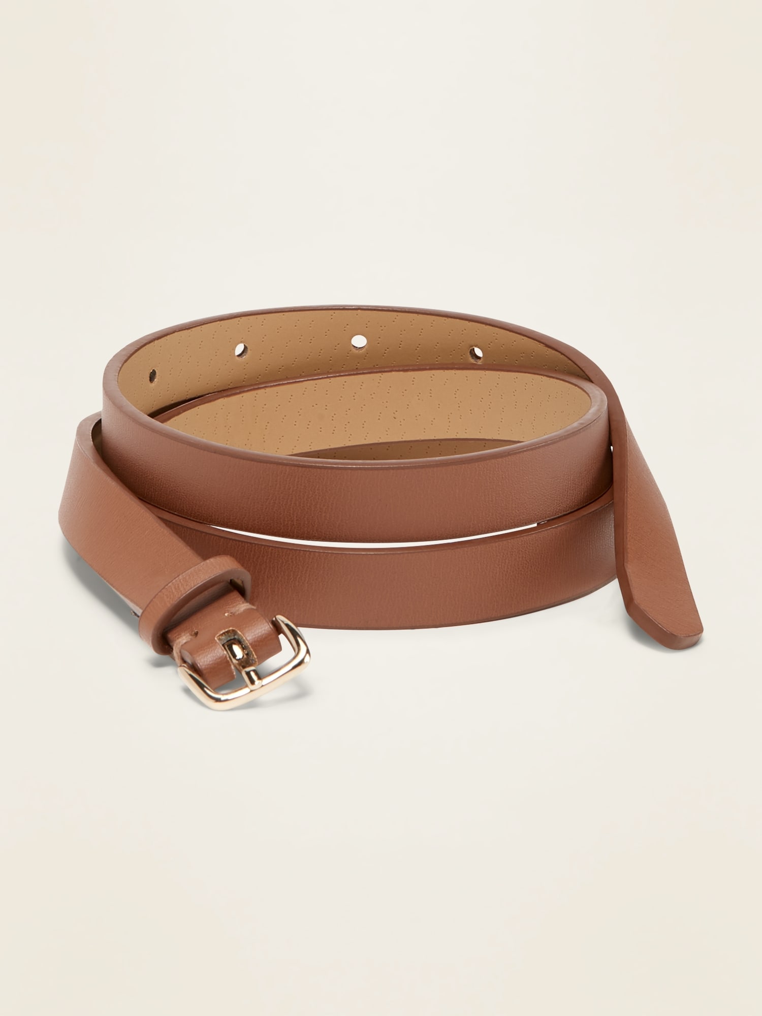 Old Navy Skinny Faux-Leather Belt For Women (0.50-Inch) brown. 1