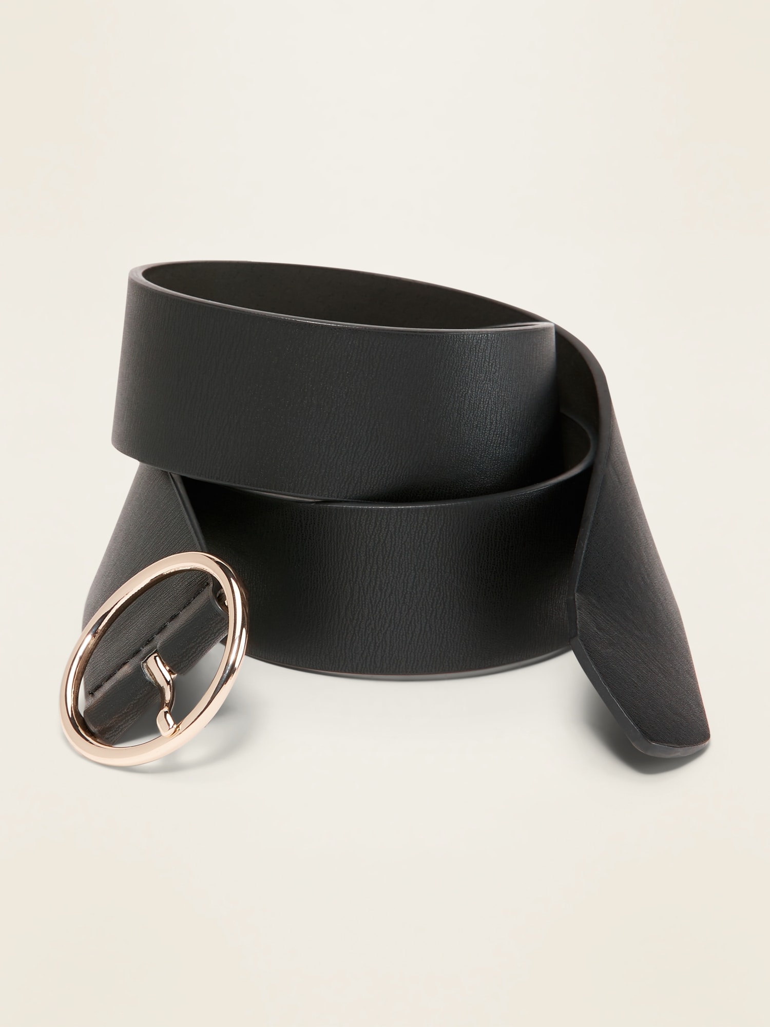 Wide Ring-Buckle Faux-Leather Belt for Women (1 1/2