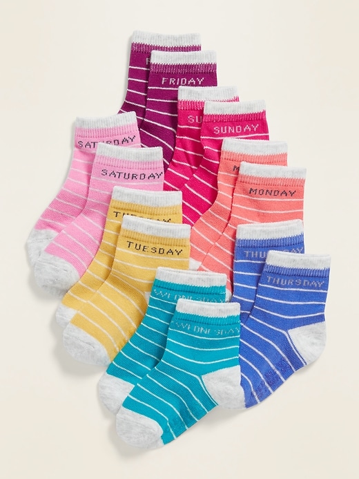 View large product image 1 of 1. Unisex Day-Of-The-Week Socks 7-Pack For Toddler & Baby