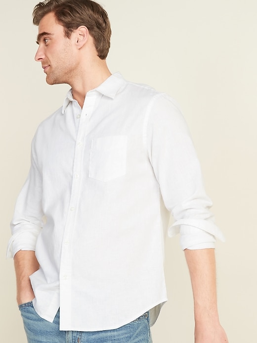 Image number 1 showing, Regular-Fit Linen-Blend Long-Sleeve Shirt