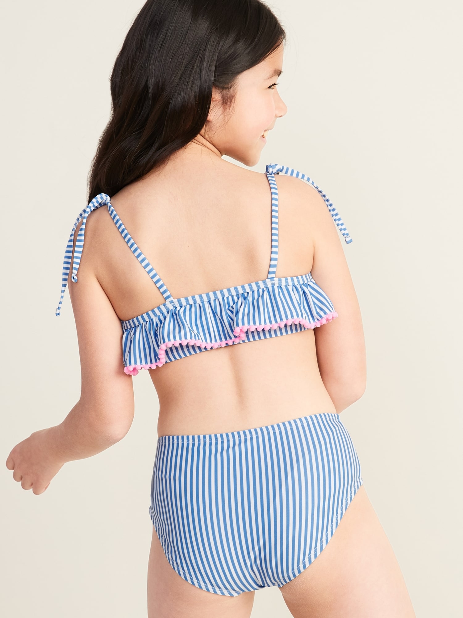 Girls Blue Pin Stripe Side Tie Bikini Bottoms – Eyelet & Ivy