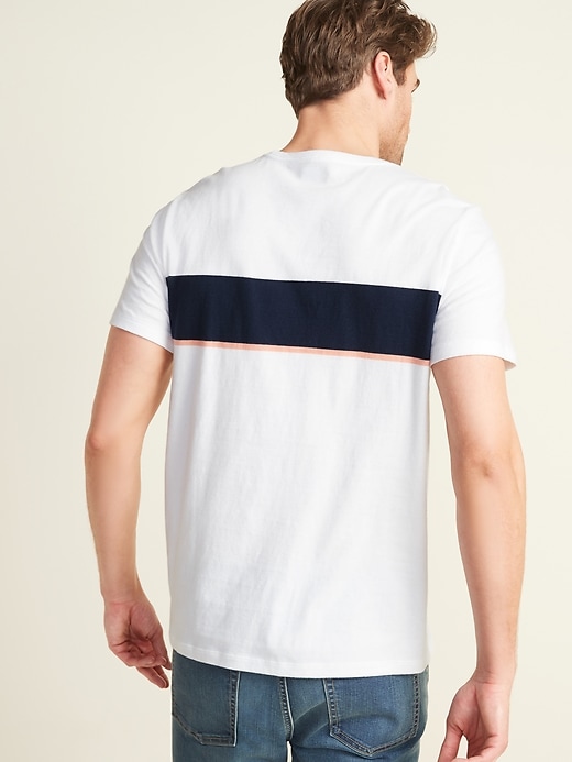 View large product image 2 of 3. Soft-Washed Chest-Stripe Crew-Neck Tee