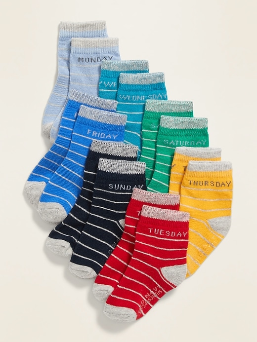 View large product image 1 of 1. Unisex Day-Of-The-Week 7-Pack Socks for Toddler & Baby