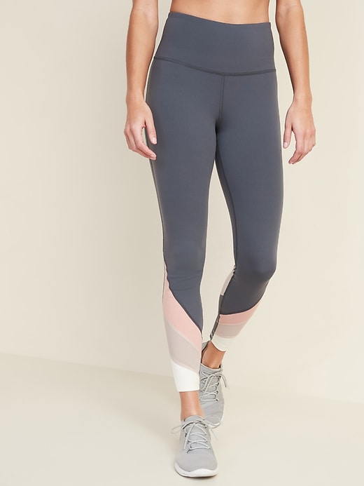 View large product image 1 of 3. High-Waisted Color-Blocked Mesh Elevate 7/8 Leggings