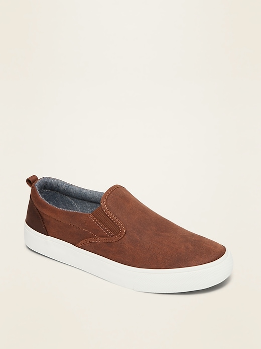 View large product image 1 of 3. Faux-Leather Slip-On Sneakers for Boys