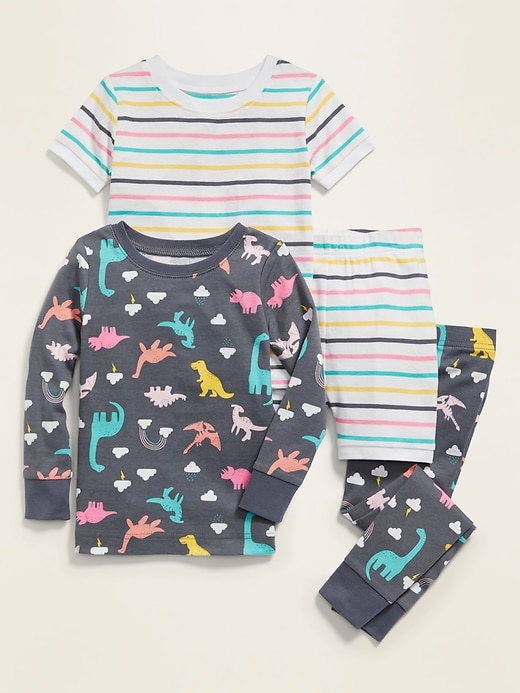 View large product image 1 of 2. 4-Piece Dinosaur Print Pajama Set for Toddler Girls & Baby
