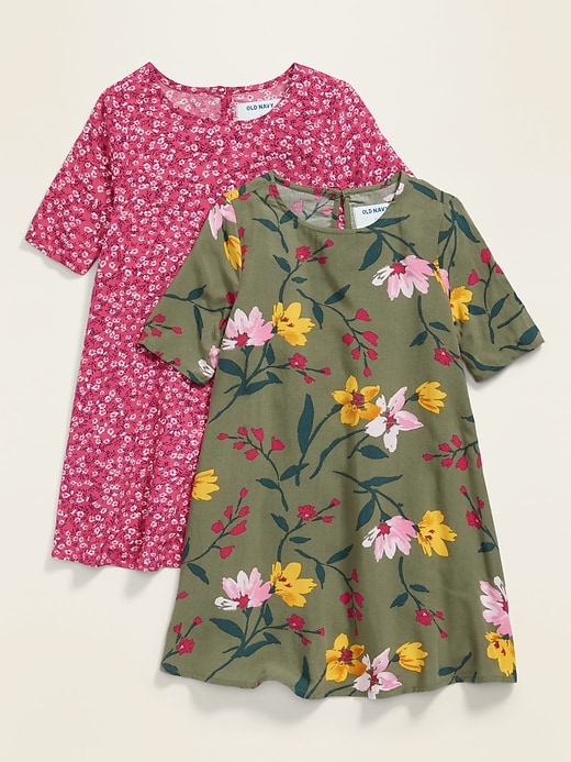 View large product image 1 of 1. Printed Elbow-Sleeve Swing Dress 2-Pack for Toddler Girls