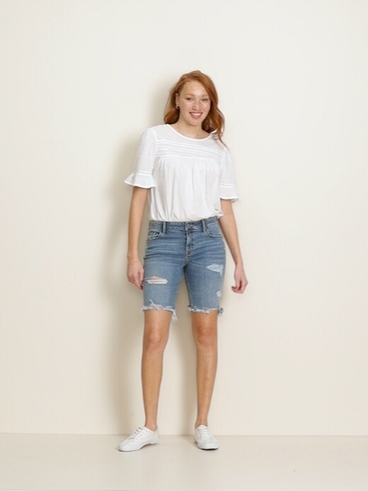 women's distressed bermuda jean shorts