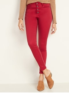 red skinny jeans high waist