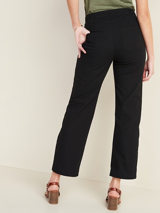 View large product image 2 of 3. High-Waisted Slim Wide-Leg Chinos for Women