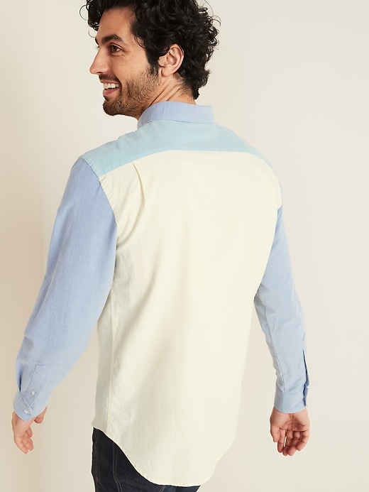 View large product image 2 of 2. Regular-Fit Built-In Flex Color-Blocked Everyday Oxford Shirt