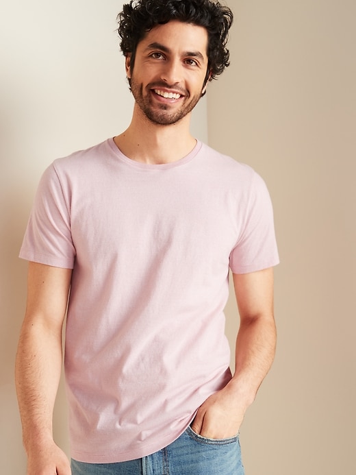 View large product image 1 of 1. Soft-Washed Micro-Stripe Crew-Neck Tee
