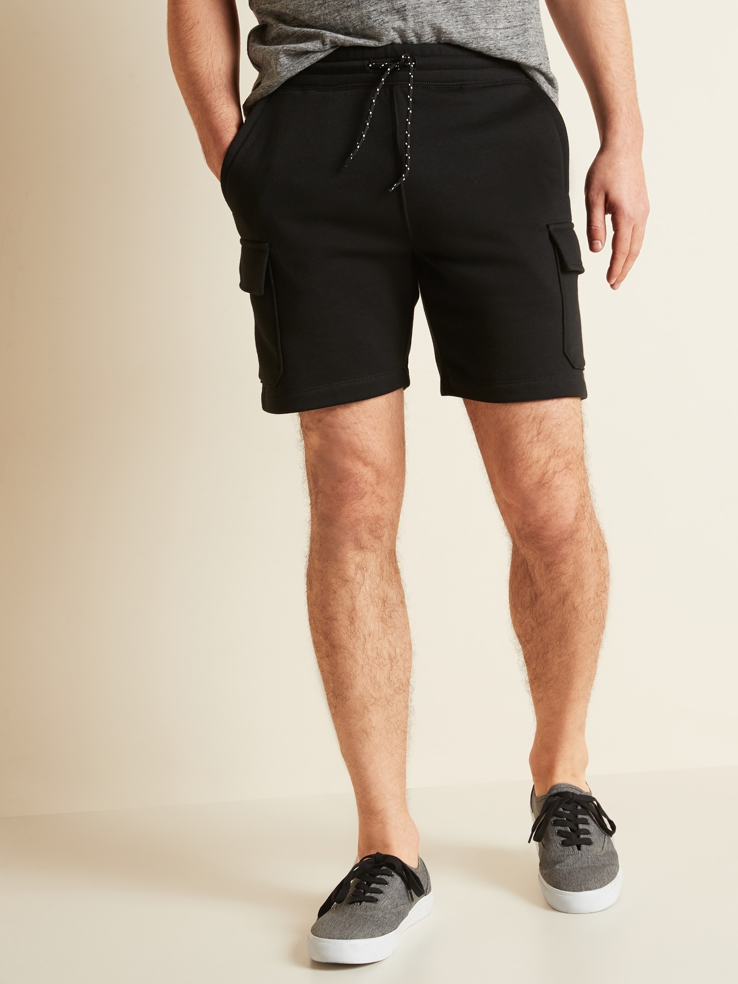 Drawstring Fleece Cargo Shorts for Men