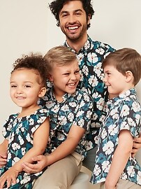 View large product image 6 of 6. Floral-Print Built-In Flex Poplin Shirt for Toddler Boys