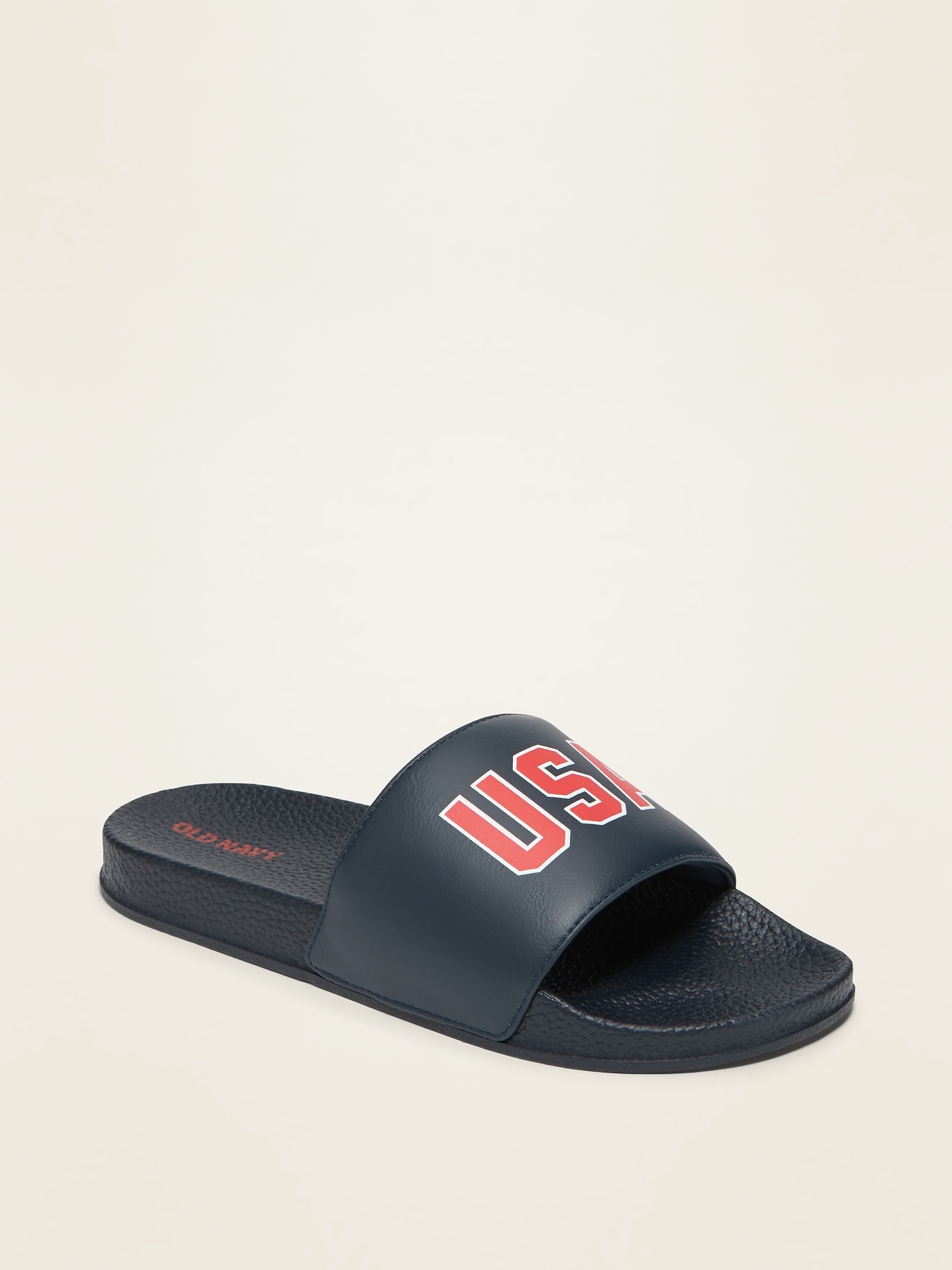 Faux-Leather Pool Slide Sandals for Boys