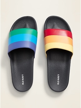 Faux-Leather Pool Slide Sandals for Men 