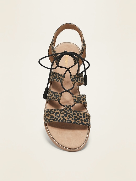 Image number 2 showing, Faux-Suede Lace-Up Gladiator Sandals