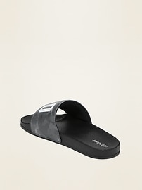 View large product image 3 of 3. Logo-Graphic Faux-Leather Pool Slide Sandals For Boys