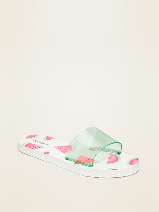 View large product image 1 of 1. Printed Jelly Slide Flip-Flops for Girls
