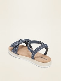 View large product image 3 of 3. Striped-Chambray Bow-Tie Sandals for Girls