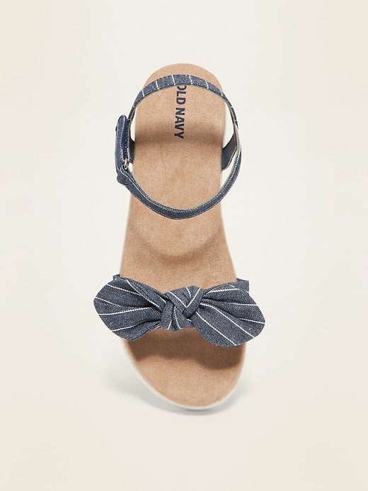 View large product image 2 of 3. Striped-Chambray Bow-Tie Sandals for Girls
