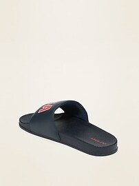 View large product image 3 of 3. Faux-Leather Pool Slide Sandals For Boys
