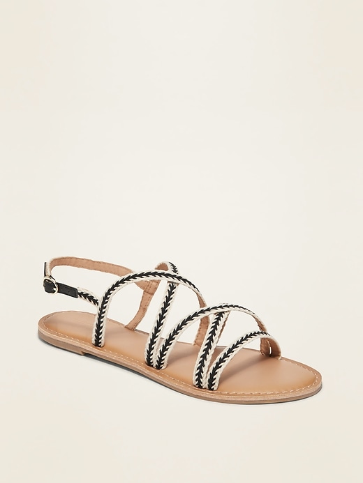 Image number 1 showing, Strappy Webbed-Textile Slingback Sandals