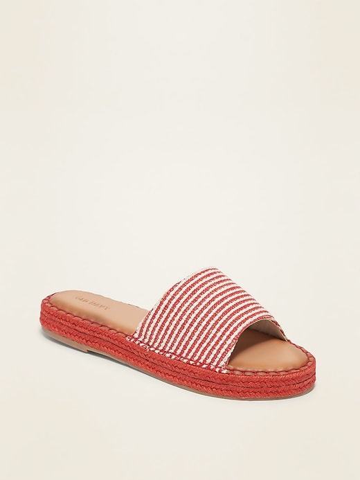 Image number 1 showing, Striped Espadrille Slide Sandals