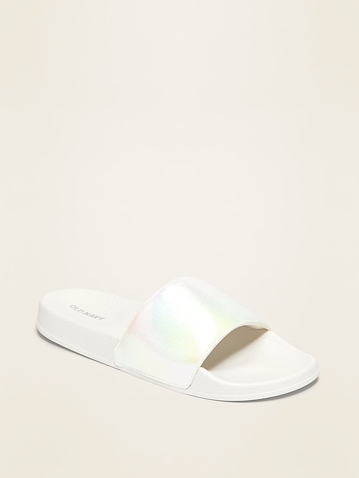 Faux-Leather Pool Slide Sandals For Women | Old Navy