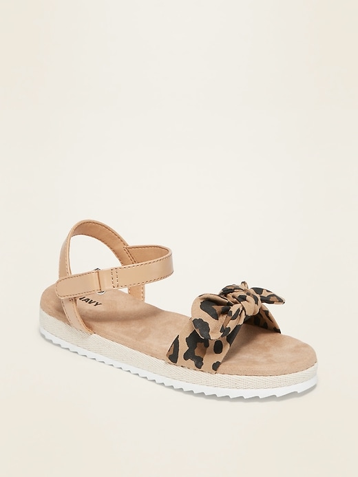 View large product image 1 of 3. Leopard-Print Bow-Tie Espadrille Sandals for Girls