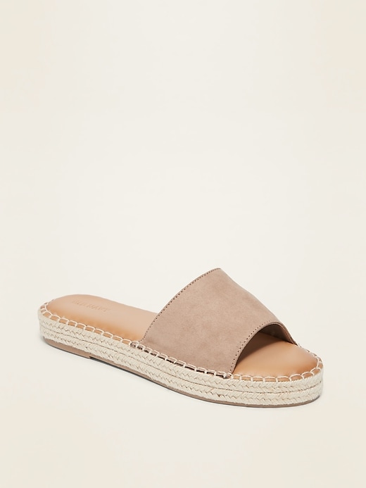 View large product image 1 of 1. Faux-Suede Espadrille Slide Sandals