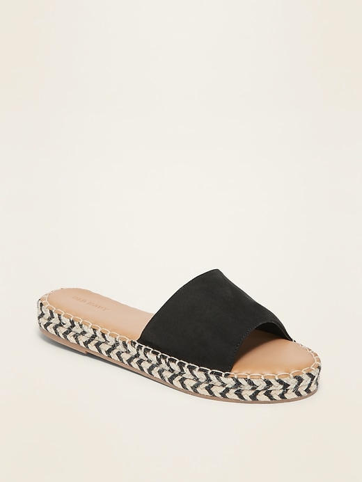 View large product image 1 of 1. Faux-Suede Espadrille Slide Sandals