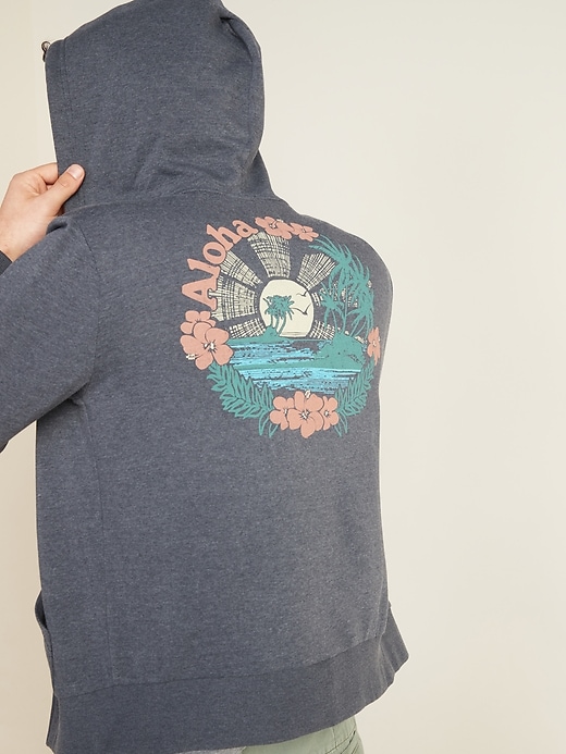 Image number 2 showing, "Aloha" Graphic French Terry Zip Hoodie