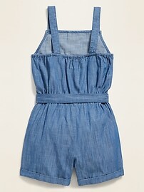View large product image 3 of 3. Chambray Utility Romper for Girls