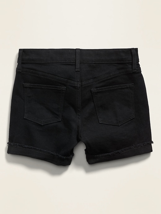 View large product image 2 of 2. Black Jean Midi Shorts for Girls
