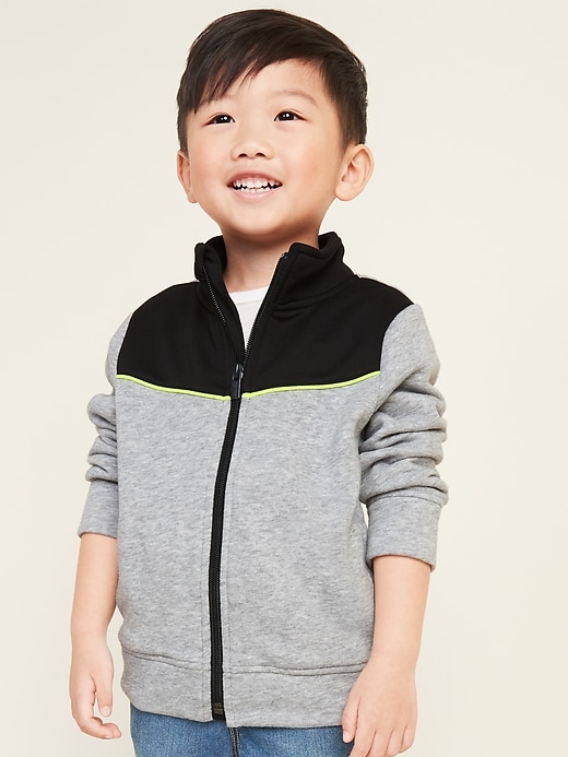 View large product image 1 of 4. Mock-Neck Color-Block Zip Sweatshirt for Toddler Boys