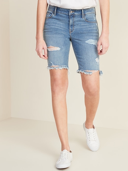 distressed jean shorts women