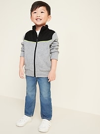 View large product image 3 of 4. Mock-Neck Color-Block Zip Sweatshirt for Toddler Boys