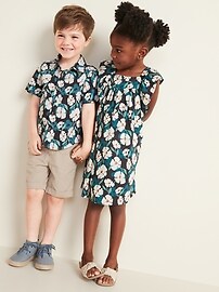 View large product image 5 of 6. Floral-Print Built-In Flex Poplin Shirt for Toddler Boys