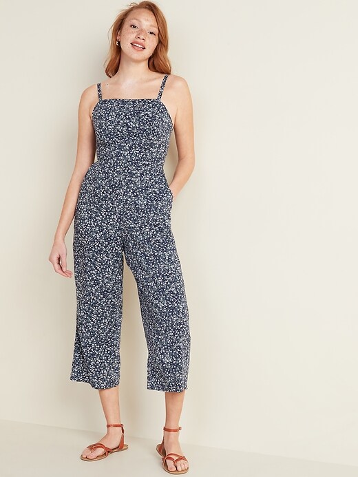 View large product image 1 of 2. Square-Neck Cami Jumpsuit
