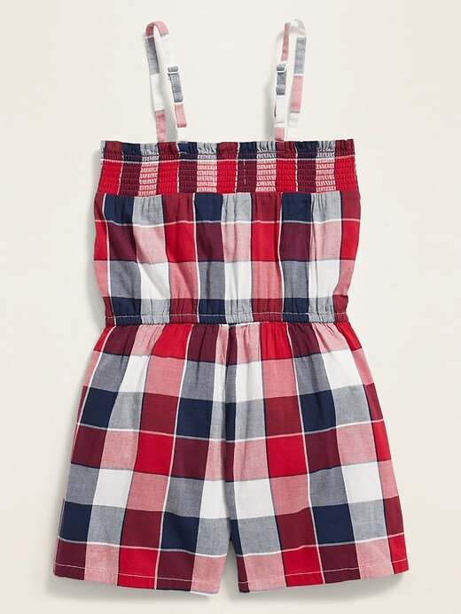View large product image 2 of 2. Smocked Plaid Romper for Girls