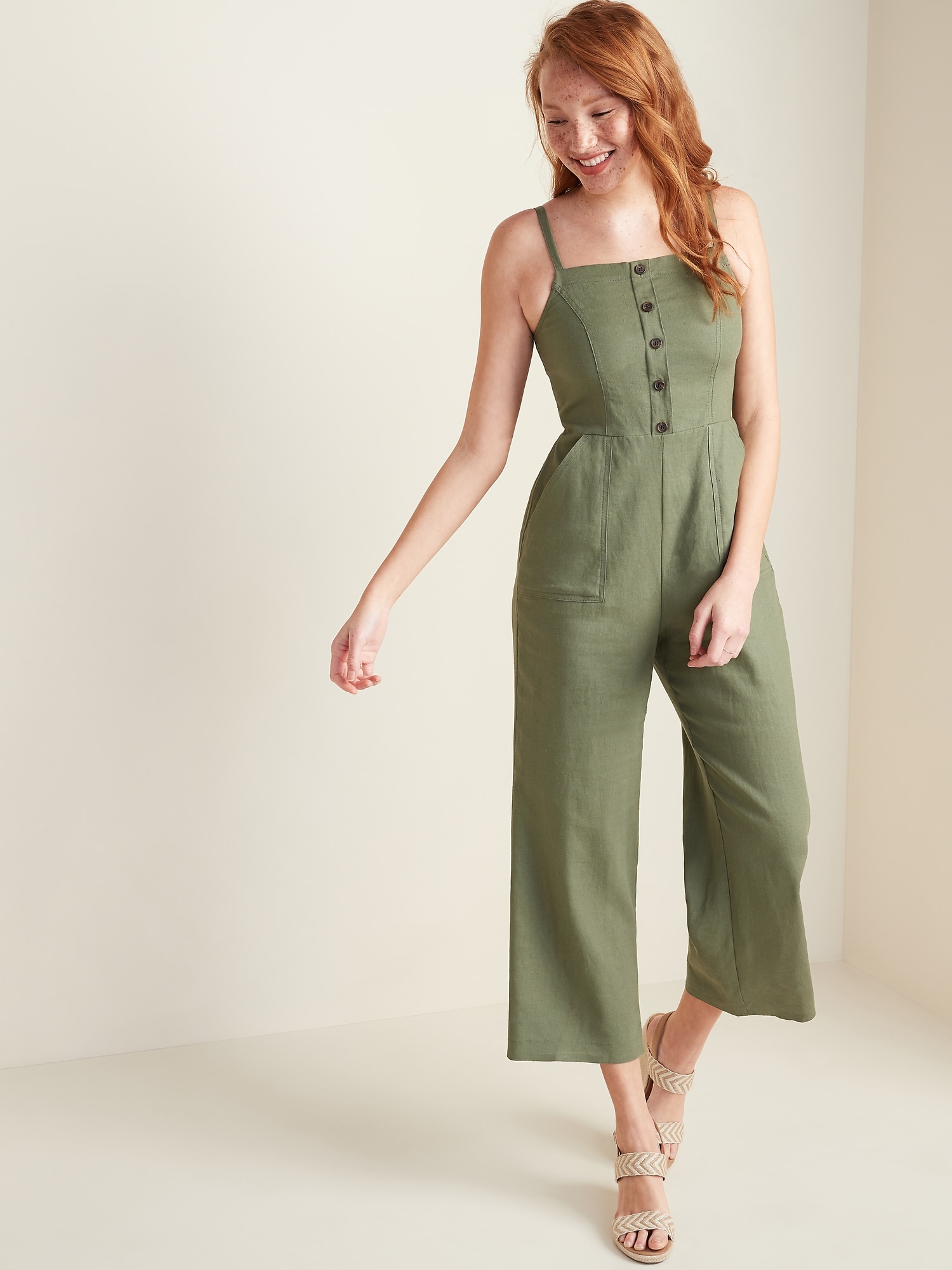 old navy linen blend jumpsuit