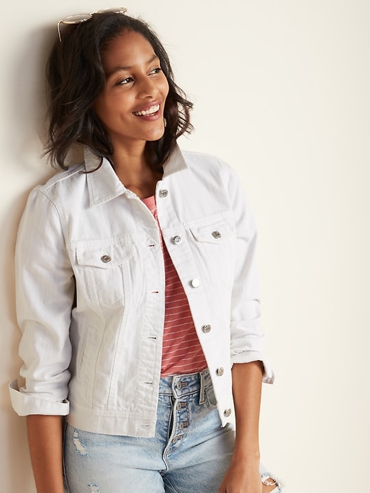 Image number 1 showing, White Jean Jacket for Women