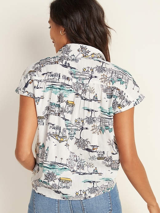 Printed Tie-Hem Resort Shirt for Women | Old Navy