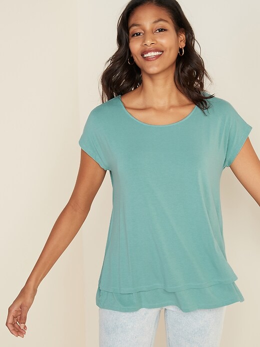 View large product image 1 of 1. Maternity Double-Layer Jersey Nursing Tee