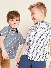 View large product image 5 of 6. Bunny-Print Chambray Short-Sleeve Shirt for Toddler Boys