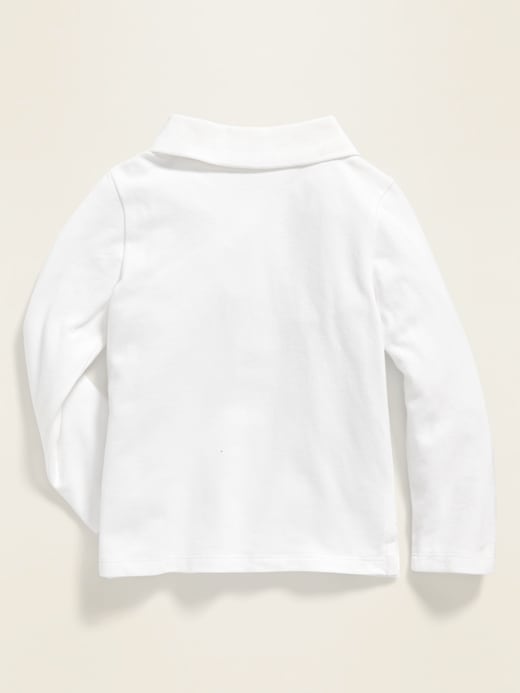 View large product image 2 of 2. Uniform Long-Sleeve Polo for Toddler Girls